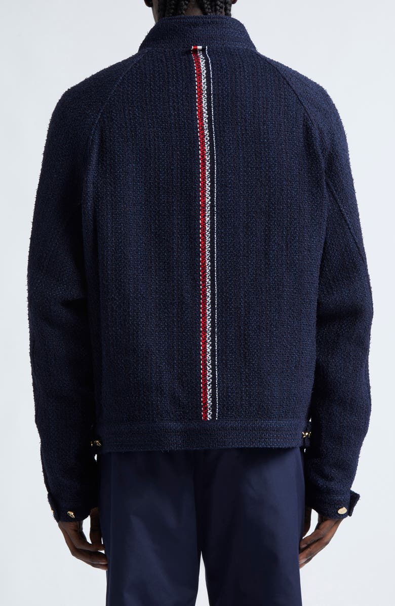 Thom Browne Raglan Sleeve Tweed Jacket, Alternate, color, Navy