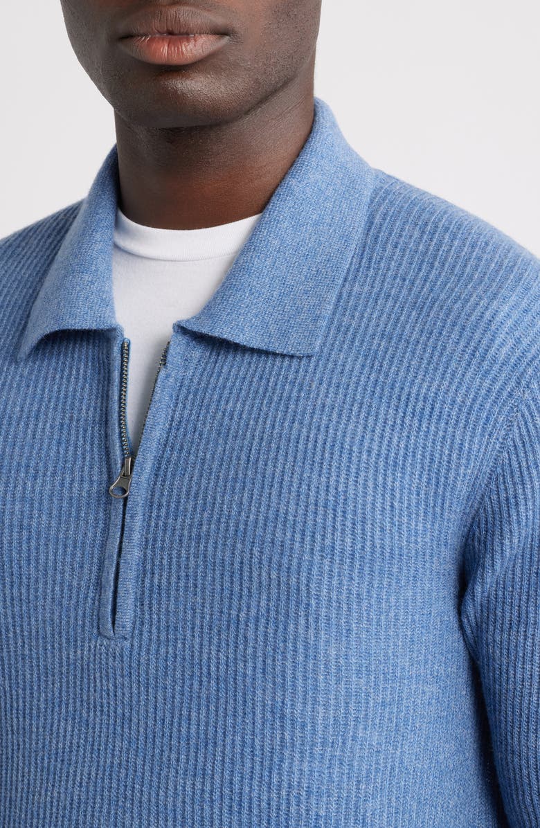 Rails Monty Ribbed Merino Wool Quarter Zip Polo Sweater, Alternate, color, Cerulean Melange