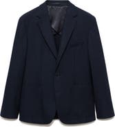 MANGO Slim Fit Micro Houndstooth Wool Blend Sport Coat