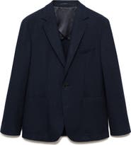 MANGO Slim Fit Micro Houndstooth Wool Blend Sport Coat