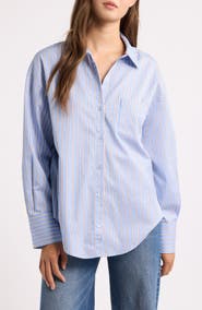 MANGO Fontana Striped Button-Up Shirt