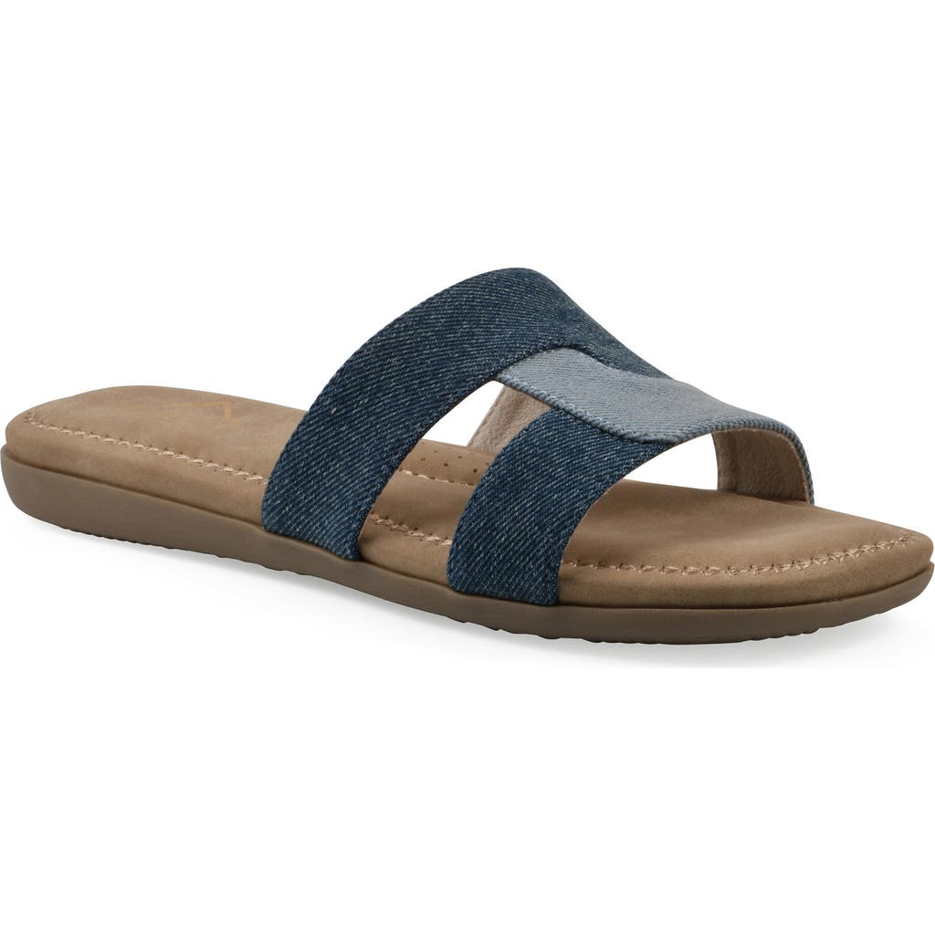 Cliffs By White Mountain Fraida Slide Sandal In Mid Blue Denim