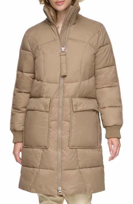 Andrew Marc Ribbed Collar Long Puffer Jacket