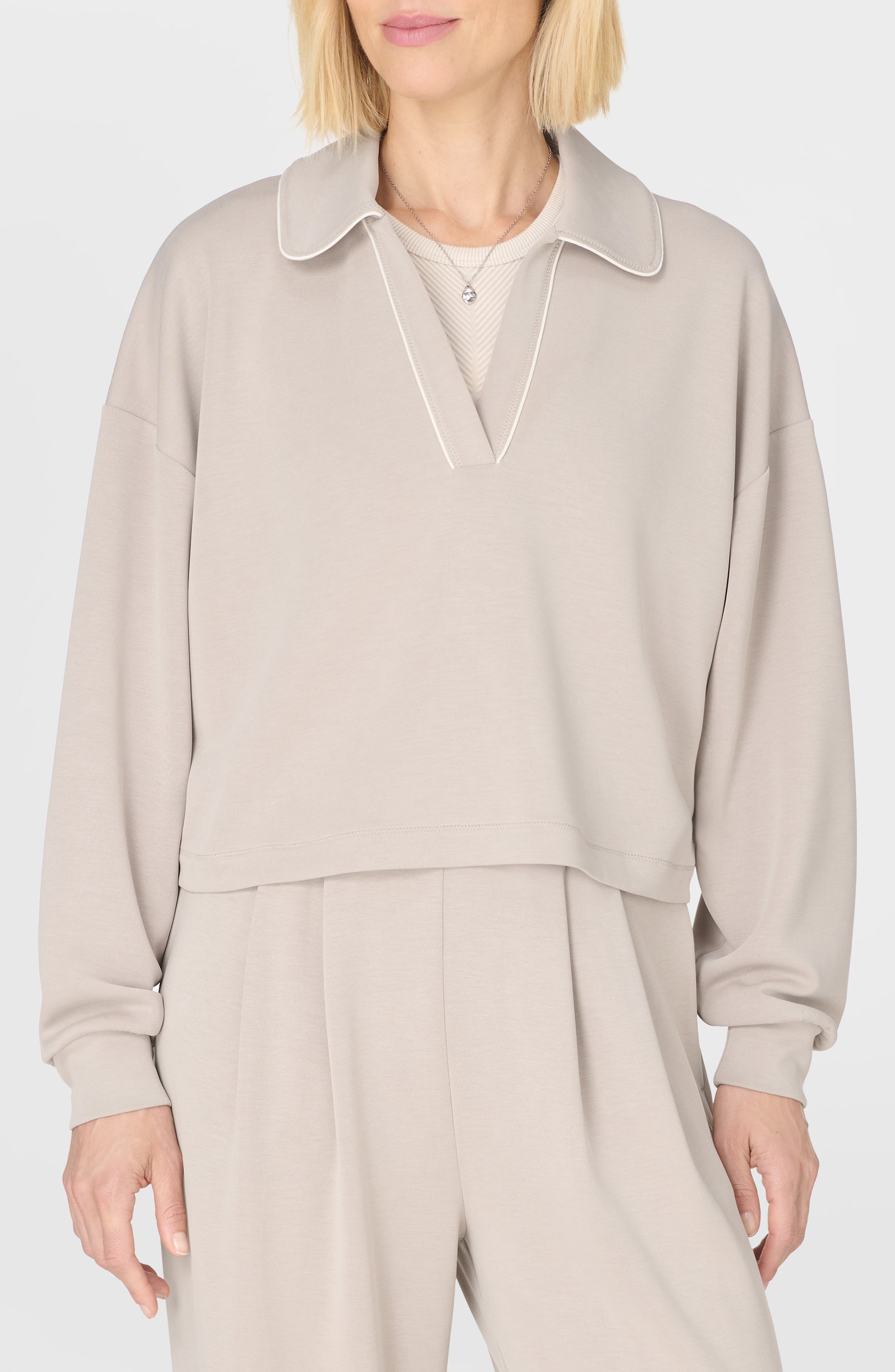 Sweaty Betty Sand Wash Crop Henley Sweatshirt