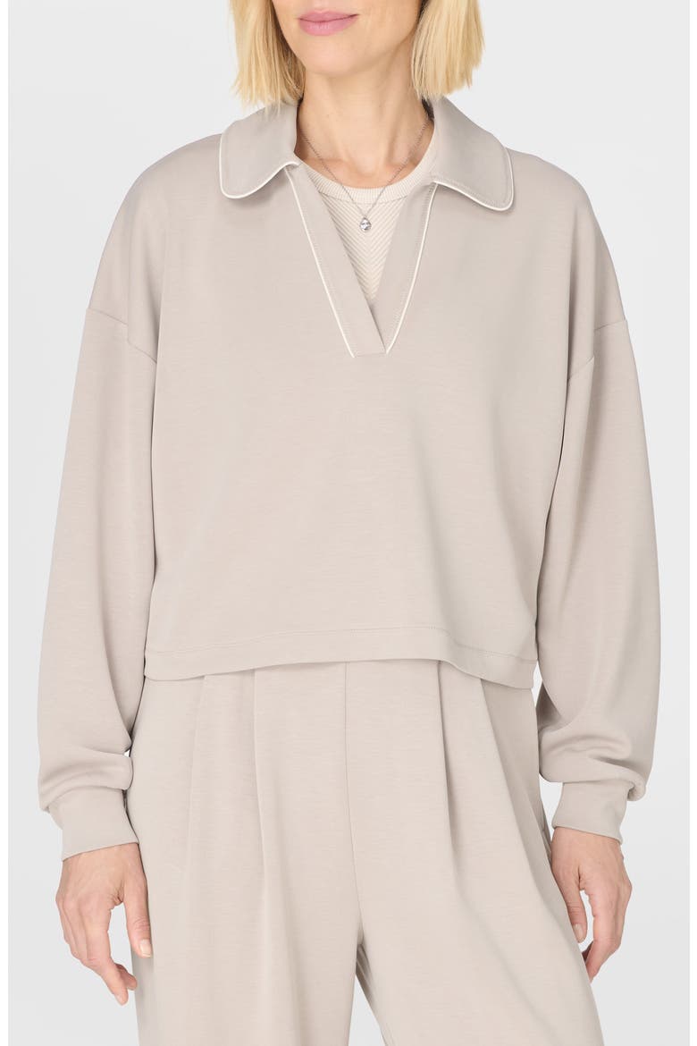 Sand Wash Crop Henley Sweatshirt, Main, color, DUSK BEIGE