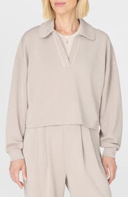 Sweaty Betty Sand Wash Crop Henley Sweatshirt
