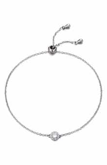 Adornia Cubic Zirconia Halo Charm Slider Chain Bracelet
