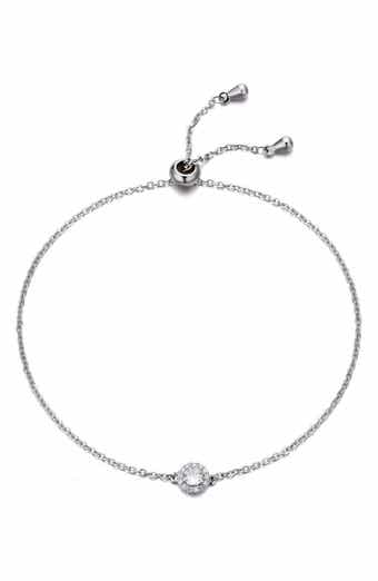 Adornia Cubic Zirconia Halo Charm Slider Chain Bracelet
