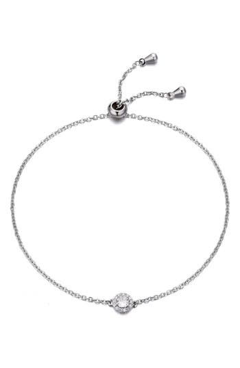 Adornia Cubic Zirconia Halo Charm Slider Chain Bracelet In Silver