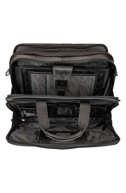 Mancini Double Compartment Leather Briefcase In Black