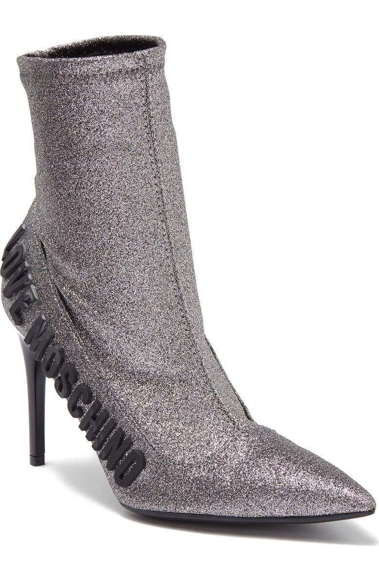 Love Moschino Pointed Toe Glitter Boot, Main, color,