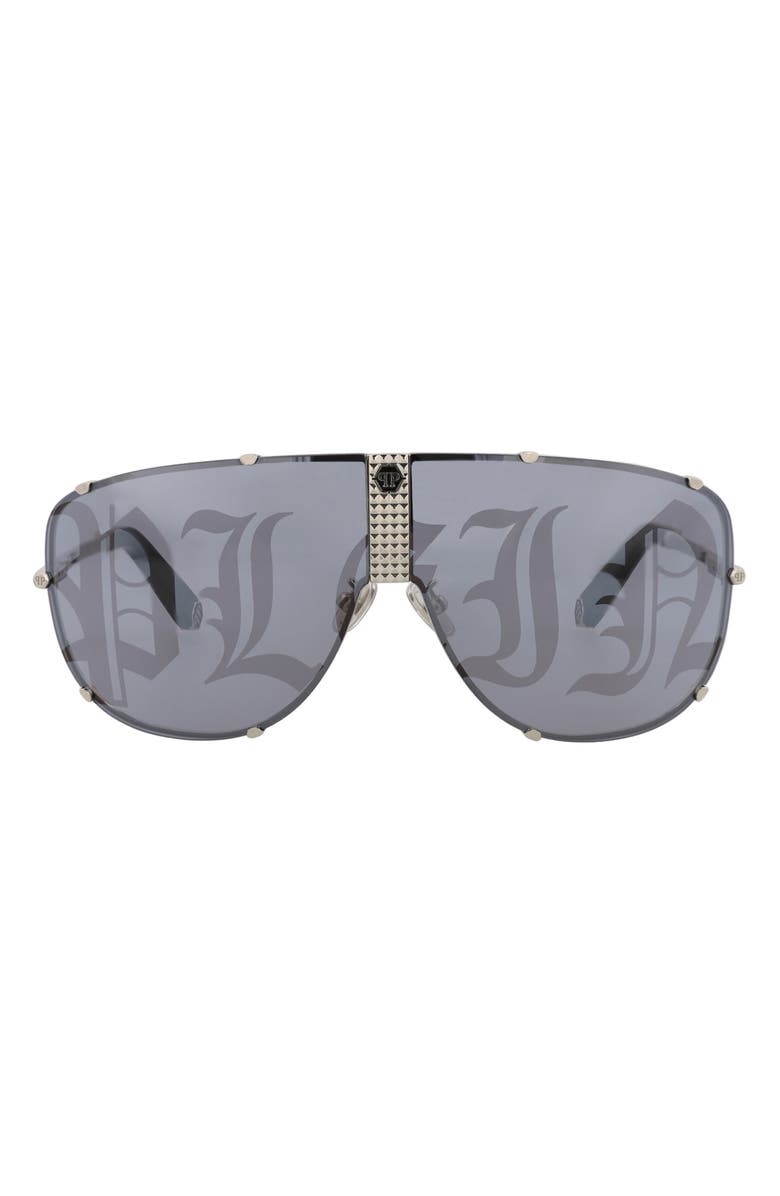 PHILIPP PLEIN 69mm Shield Sunglasses, Main, color, Palladium Palladium Silver