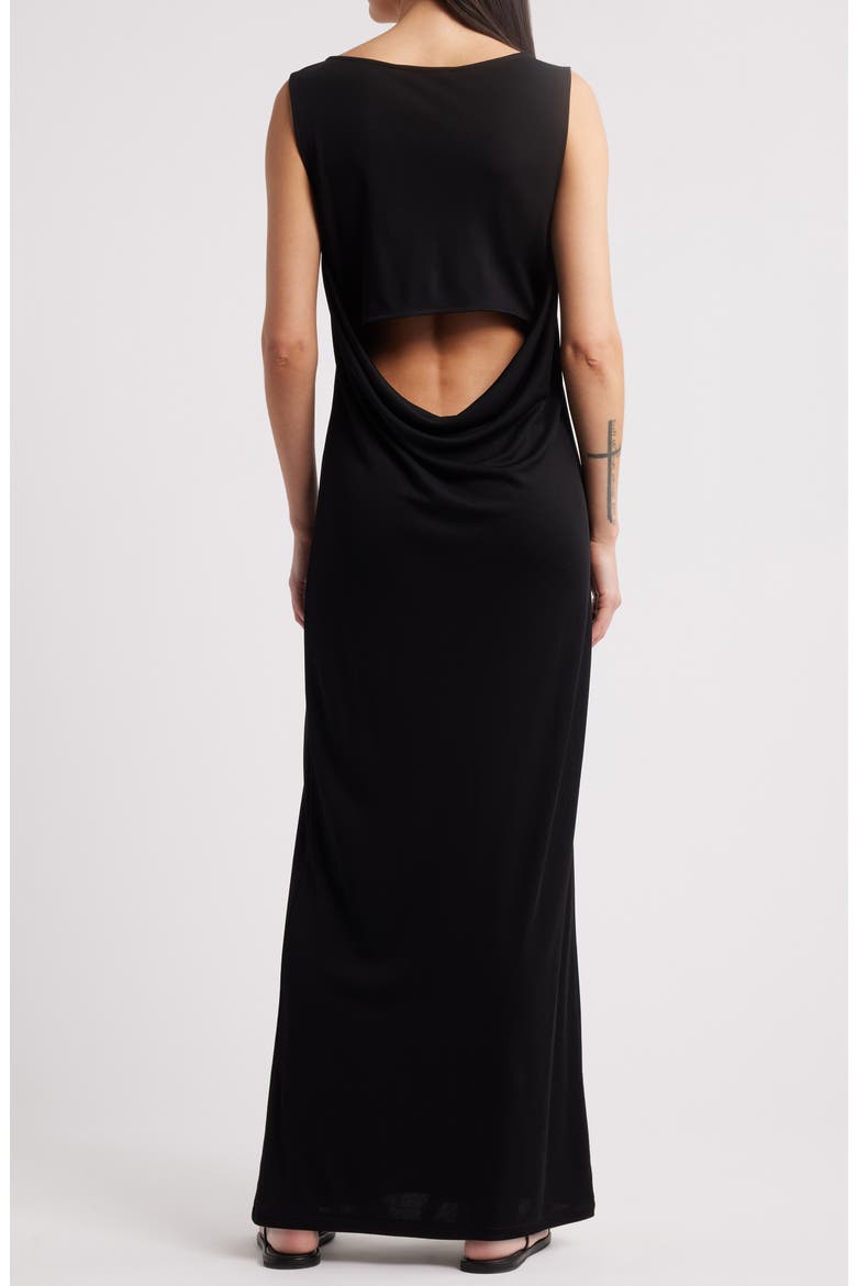 Drape Sleeveless Cutout Maxi Dress, Alternate, color, BLACK