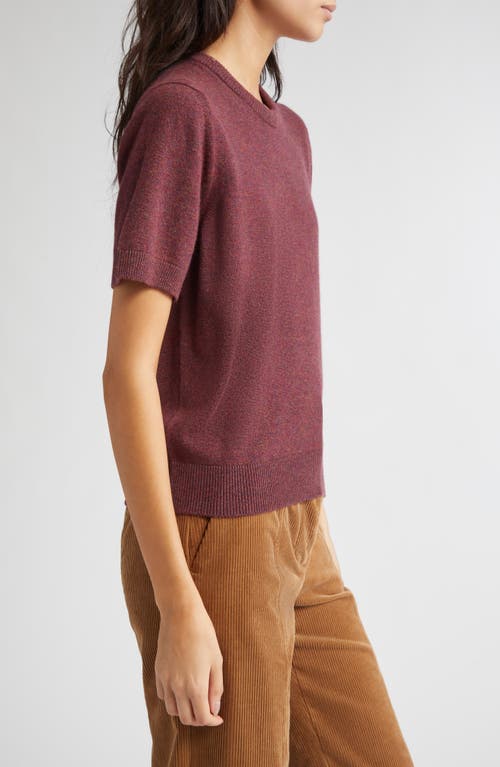 Johnstons Of Elgin Classic Cashmere Short Sleeve Sweater In Burgundy