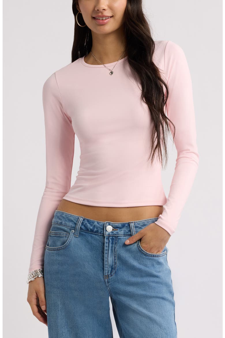 Smooth Fit Long Sleeve Crewneck T-Shirt, Main, color, PINK BALM