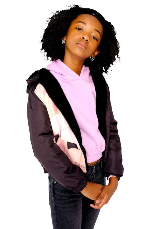 Members Only Girl's Midweight With Fur Lining Jacket In Black