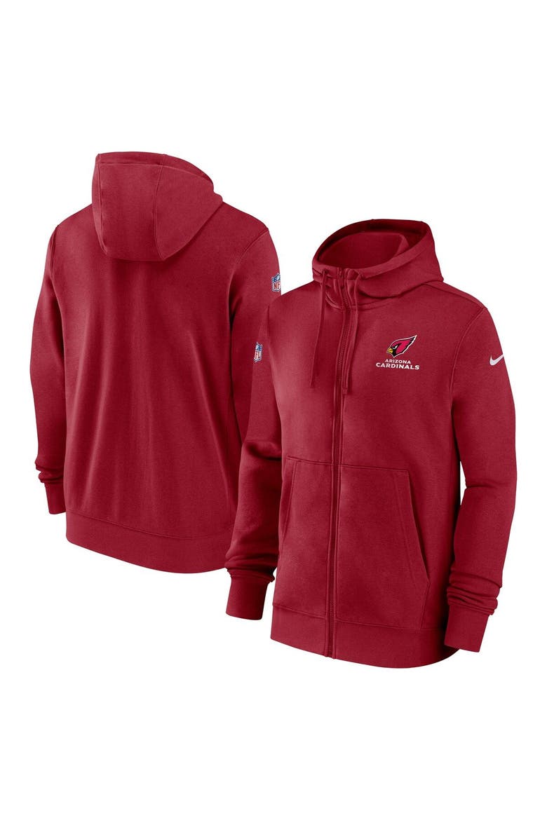 Men's Nike Red Arizona Cardinals Sideline Club Performance Full-Zip Hoodie, Main, color, Red
