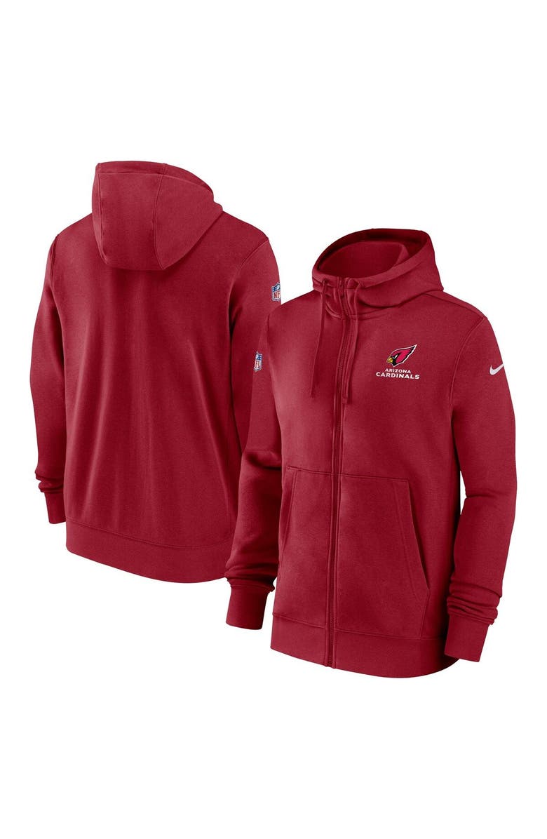 Nike Men's Nike Red Arizona Cardinals Sideline Club Performance Full-Zip Hoodie, Main, color, Red