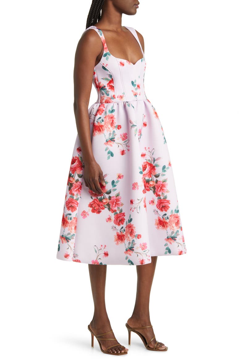 Floral Midi Dress, Alternate, color, PINK MULTI
