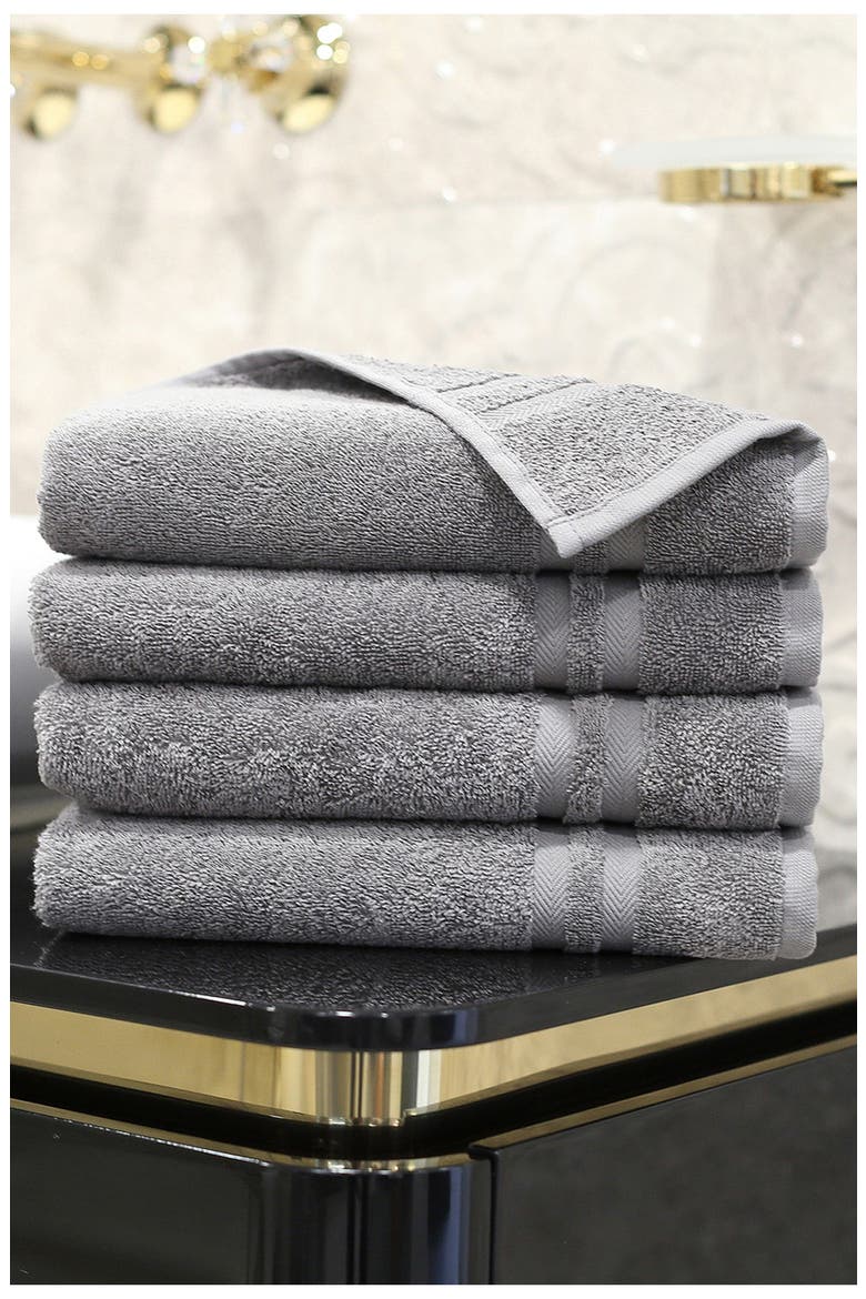 Denzi Turkish Cotton Hand Towel - Set of 4, Alternate, color, DARK GREY