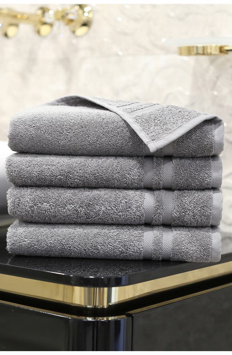 Linum Home Textiles Denzi Turkish Cotton Hand Towel - Set of 4, Alternate, color, Dark Grey