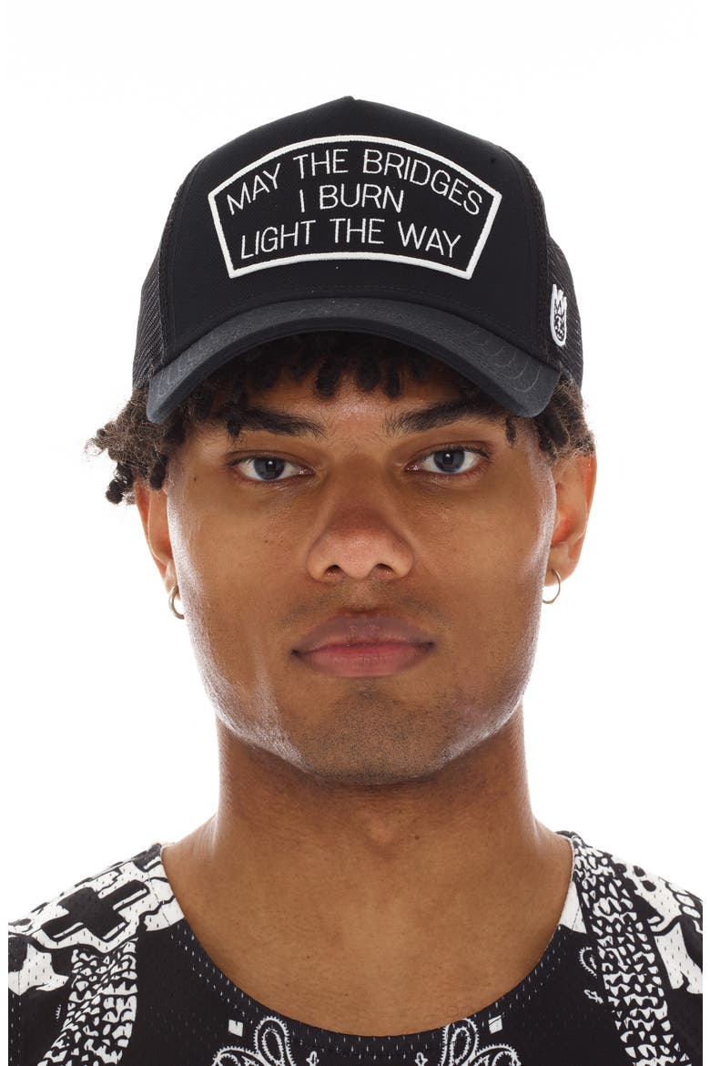 May the Bridges Mesh Back Trucker Hat, Main, color, BLACK