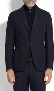 ZEGNA High Performance™ Wool & Cotton Jersey Sport Coat with Detachable Suede Bib