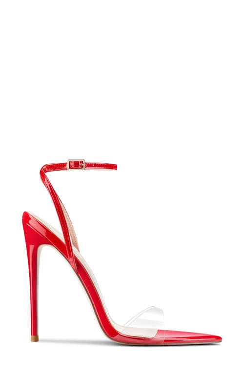 Femme La Gg Ankle Strap Pointed Toe Sandal In Red