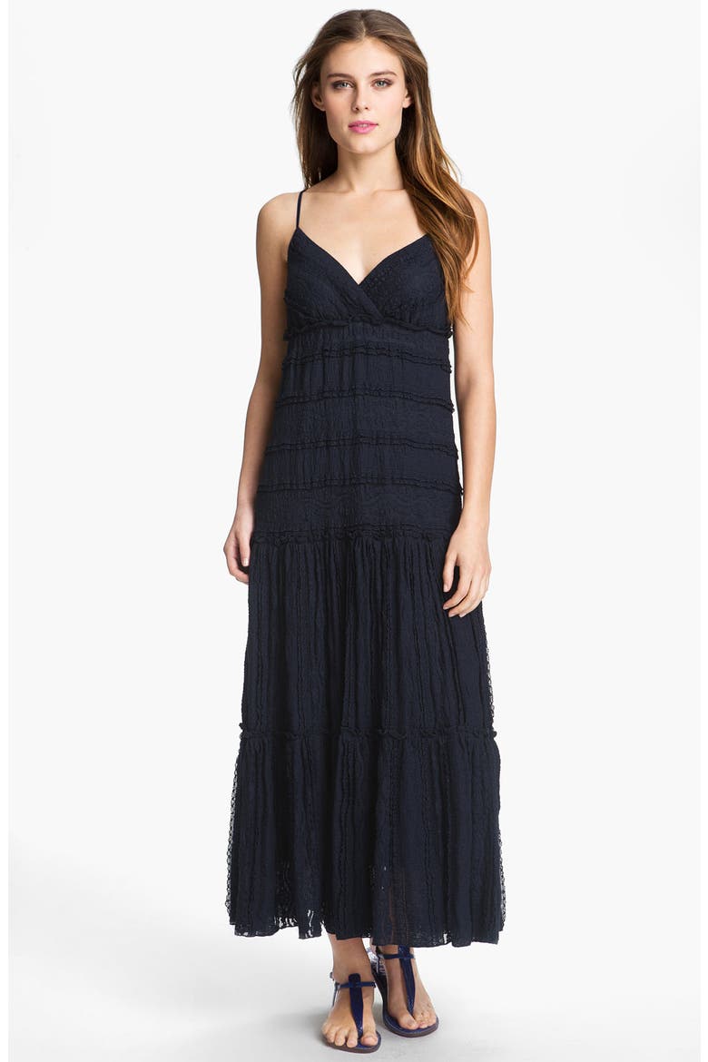 Lace Inset Maxi Dress, Main, color, NAVY