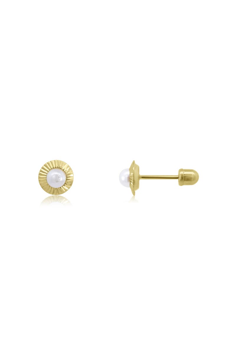 The Lovery Fine Jewelry Fluted Pearl Screw Back Stud Earrings, Alternate, color, Gold