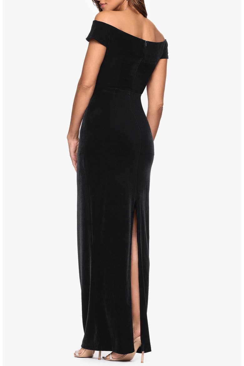 Off the Shoulder Velvet Gown, Alternate, color, BLACK