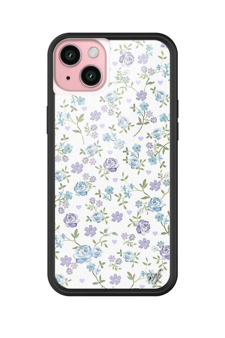 Lilac & Blue Floral iPhone Case, Alternate, color, White