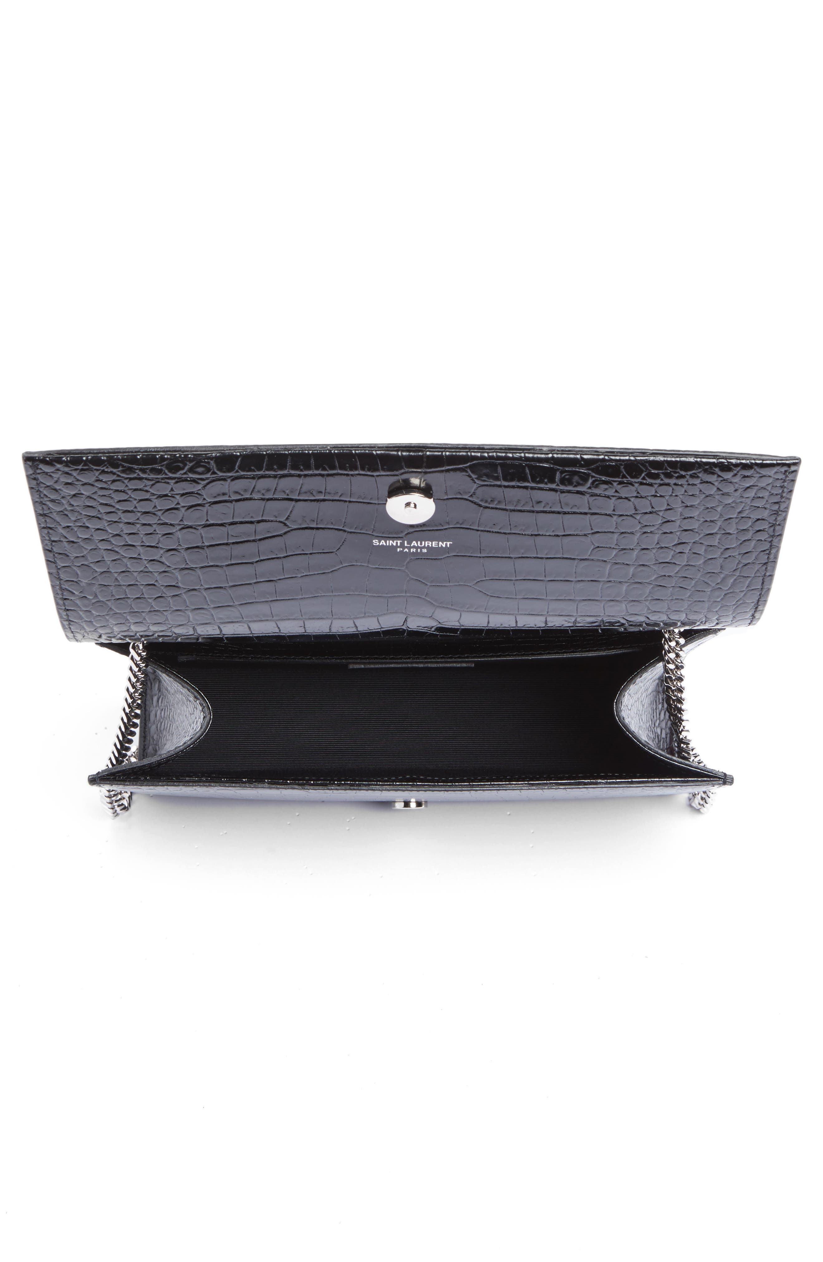 Saint Laurent Medium Kate Tassel Croc Embossed Calfskin Leather Crossbody Bag, Alternate, color, 