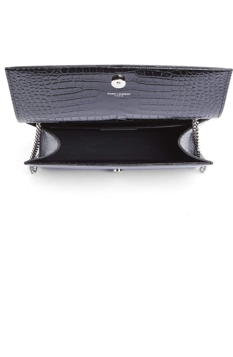 Saint Laurent Medium Kate Tassel Croc Embossed Calfskin Leather Crossbody Bag, Alternate, color,