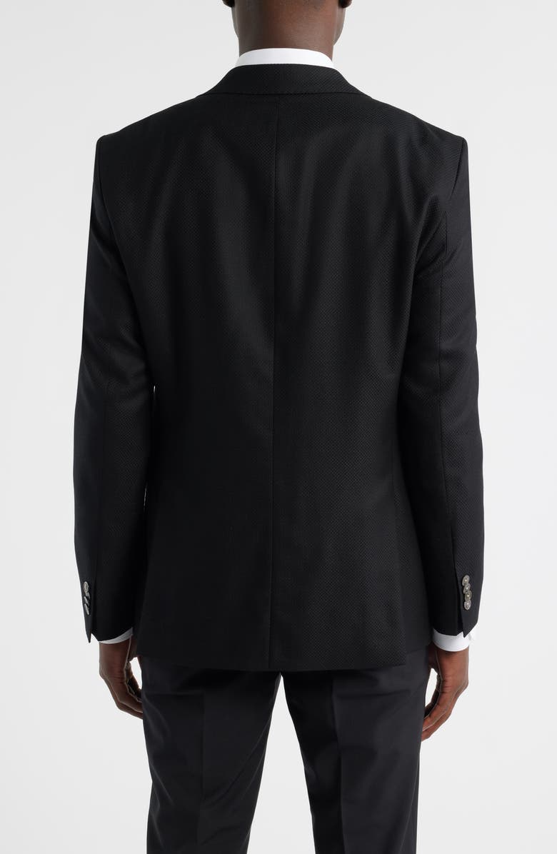 BOSS Hutson Slim Fit Textured Black Wool Sport Coat, Alternate, color, Black