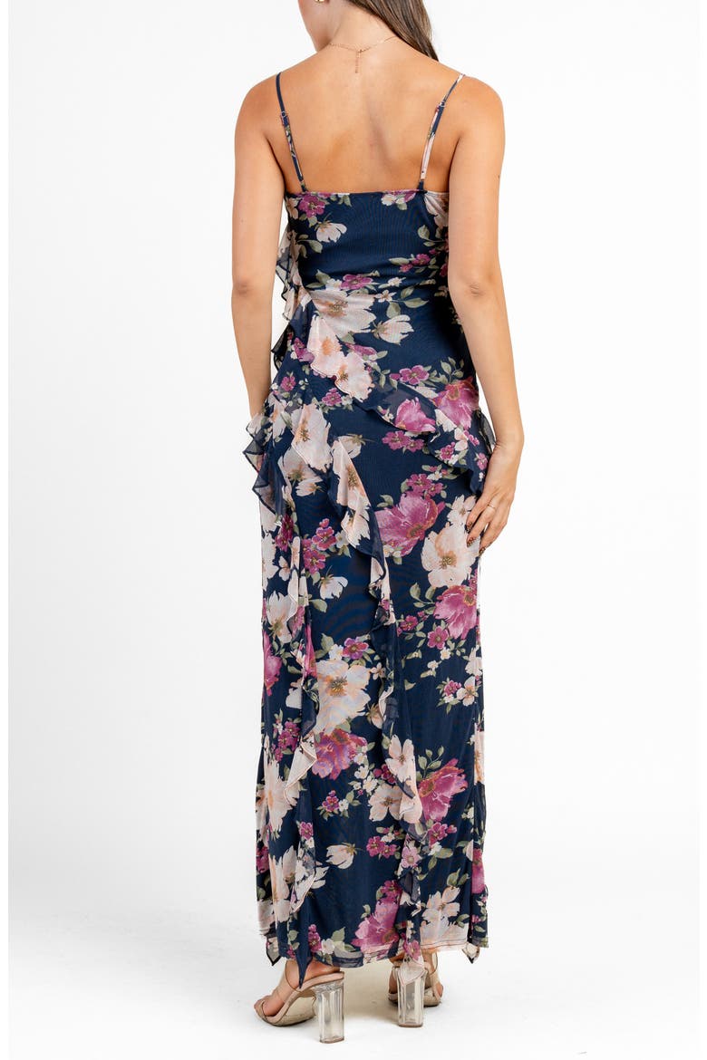 Cascade Ruffle Maxi Dress, Alternate, color, NAVY