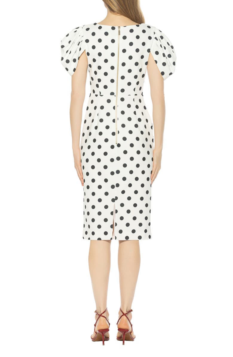 Alexia Admor Draped Shoulder Sheath Dress, Alternate, color, Ivory Polka