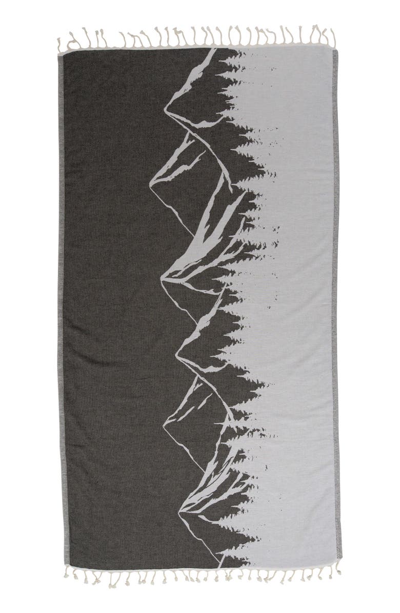 InfuseZen Mountain 100% Cotton Reversible Turkish Towel, Alternate, color, Black