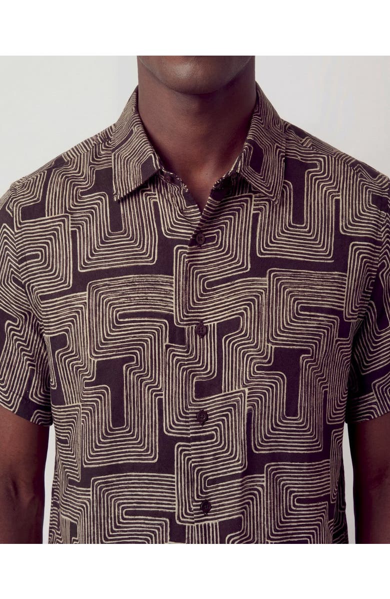 Lords of Harlech Inter Twine Mens Linen Button-up Shirt, Alternate, color, Inter Twine Black