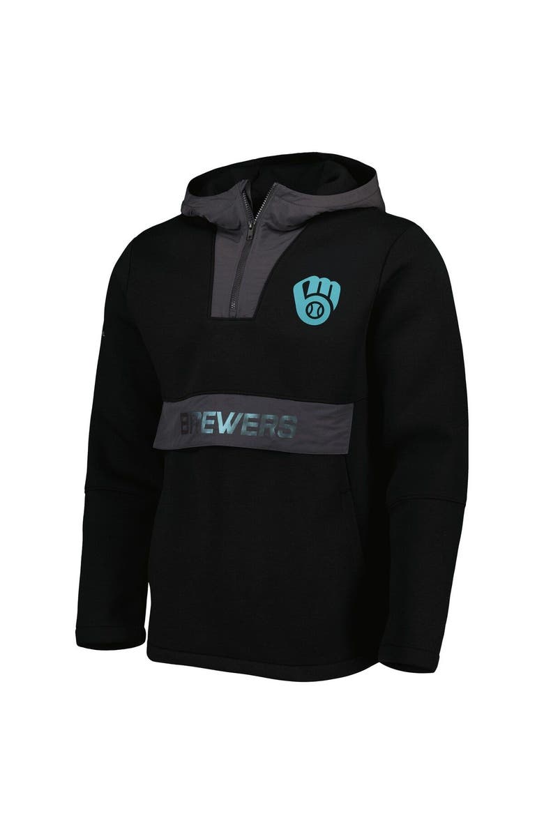 LEVELWEAR Men's Levelwear Black Milwaukee Brewers Ruckus Quarter-Zip Hoodie, Alternate, color, 