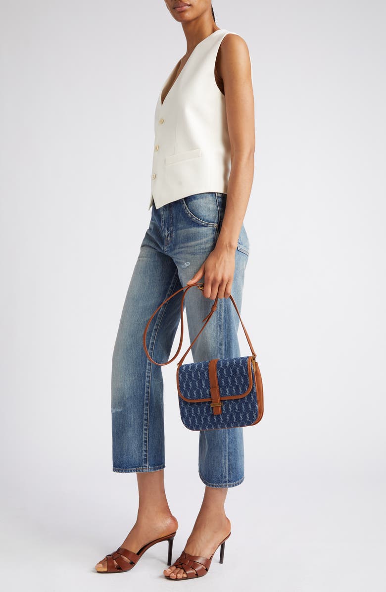 Saint Laurent Small Le Monogramme Denim Shoulder Bag, Alternate, color,