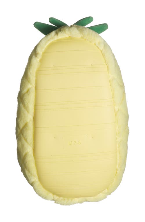 Rainbow Daze Pineapple Faux Fur Slipper In Yellow