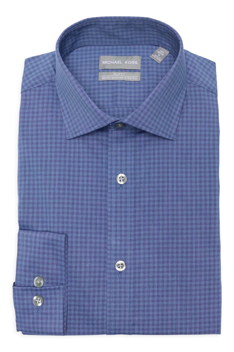 Quick Wicking Slim Fit Check Dress Shirt, Alternate, color, MIDNIGHT
