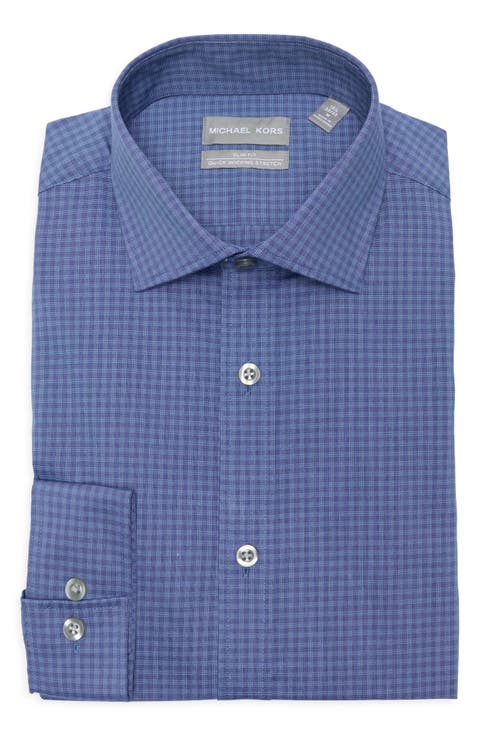 Quick Wicking Slim Fit Check Dress Shirt (Regular, Big & Tall)