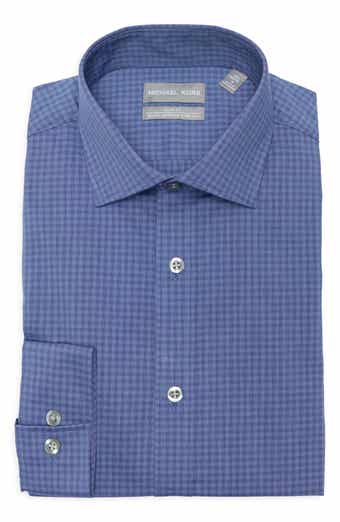 Michael Kors Quick Wicking Slim Fit Check Dress Shirt