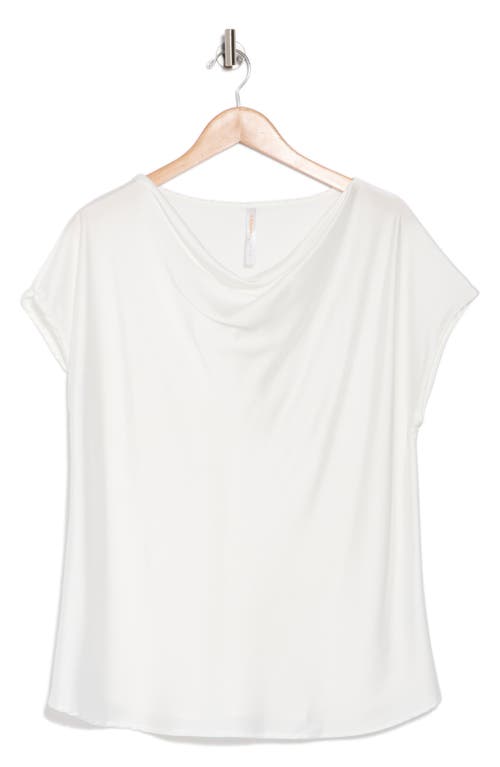 Renee C Cowl Neck Short Sleeve Satin Top