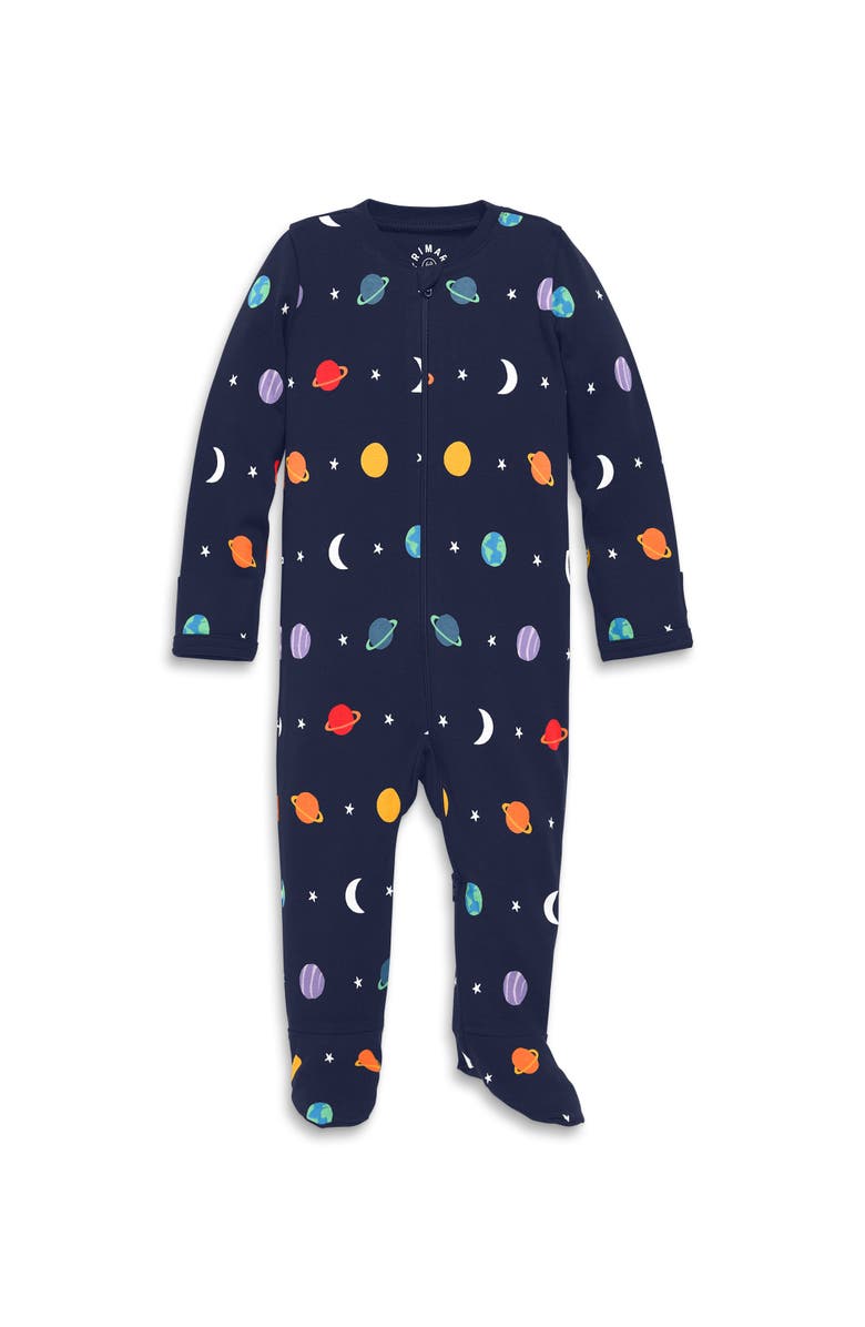 Primary Baby Organic Zip Footie in Rainbow Galaxy, Main, color, 