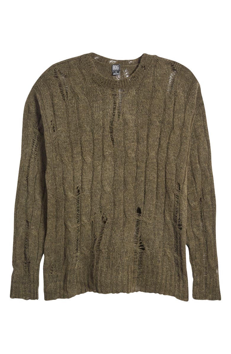 BDG Urban Outfitters Ladder Stitch Cable Crewneck Sweater, Main, color, 