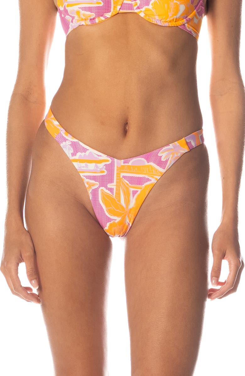 Maaji Flaminigo Glow Waikiki Bikini Bottoms, Main, color, Open Purple