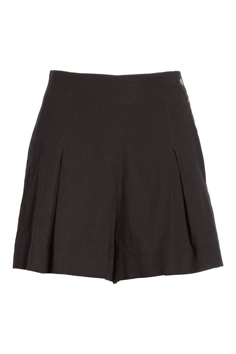 Pleat Front Shorts, Alternate, color, BLACK